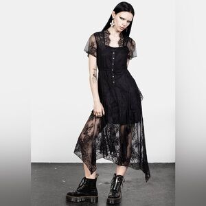 Disturbia Mourning Lace Cascade Midaxi Dress US 4 / UK 8